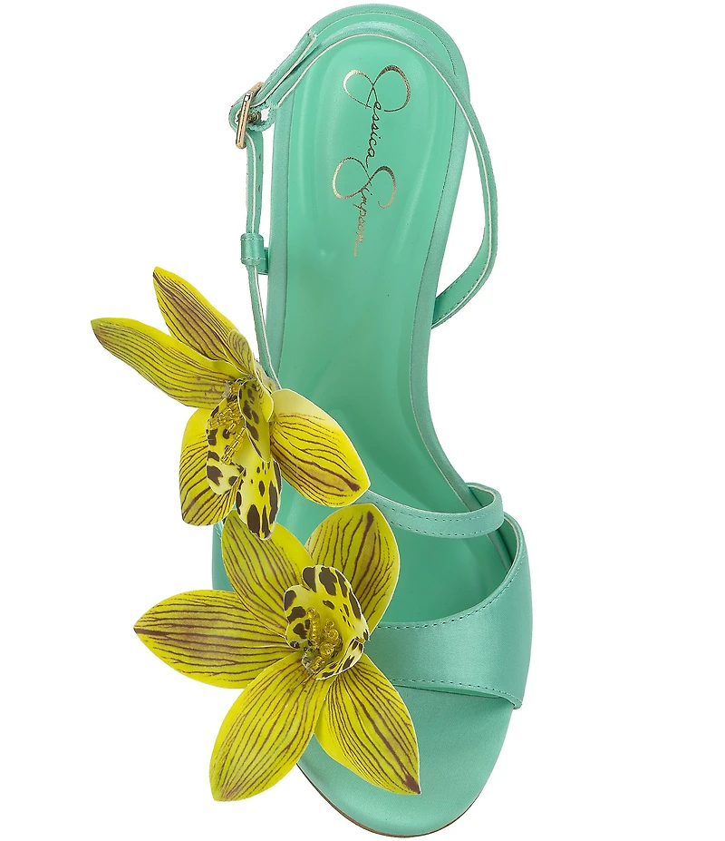 Jessica Simpson Jylia 3D Flower Satin Dress Sandals