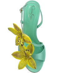 Jessica Simpson Jylia 3D Flower Satin Dress Sandals