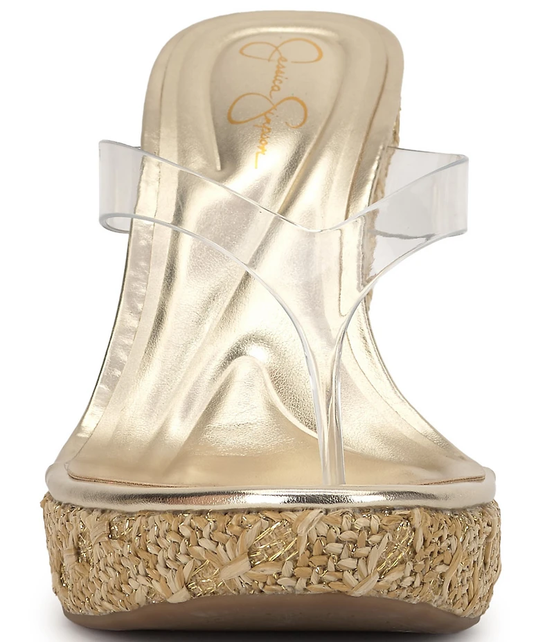Jessica Simpson Jyseta Clear Thong Metallic Espadrille Wedge Sandals
