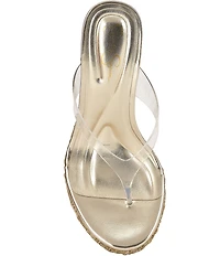 Jessica Simpson Jyseta Clear Thong Metallic Espadrille Wedge Sandals