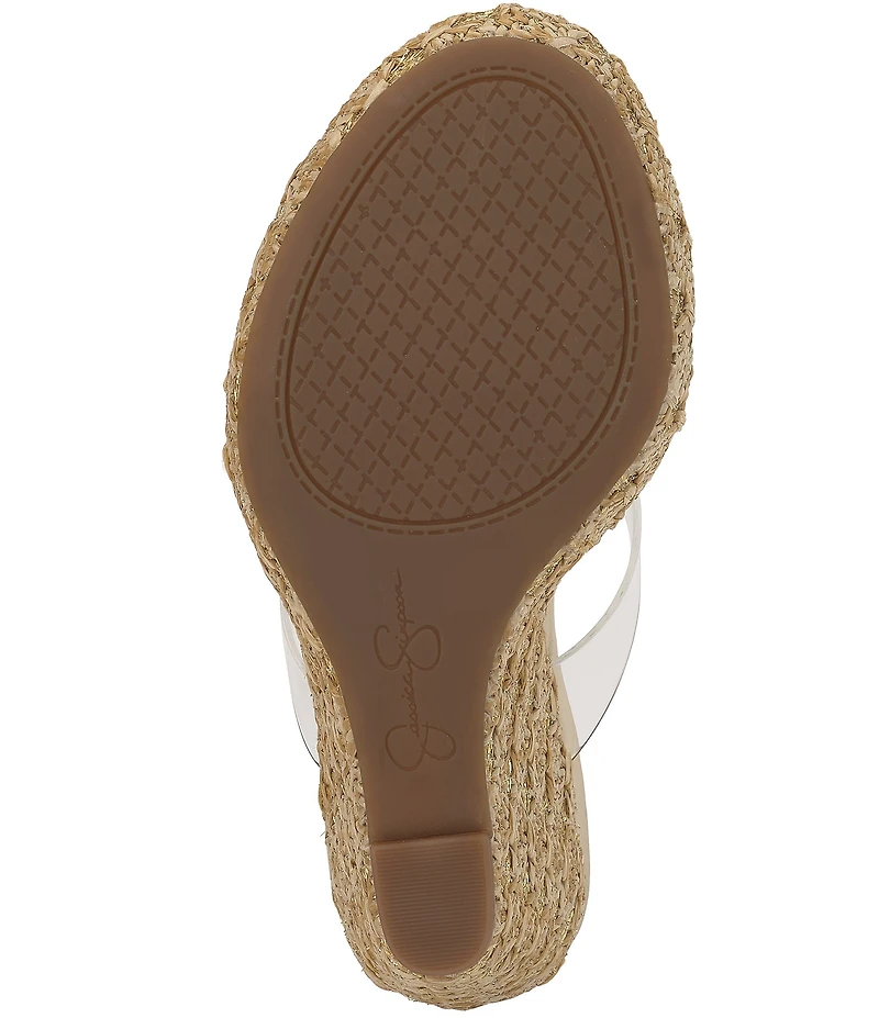 Jessica Simpson Jyseta Clear Thong Metallic Espadrille Wedge Sandals