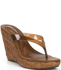Jessica Simpson Jyseta Clear Thong Raffia Wedge Sandals