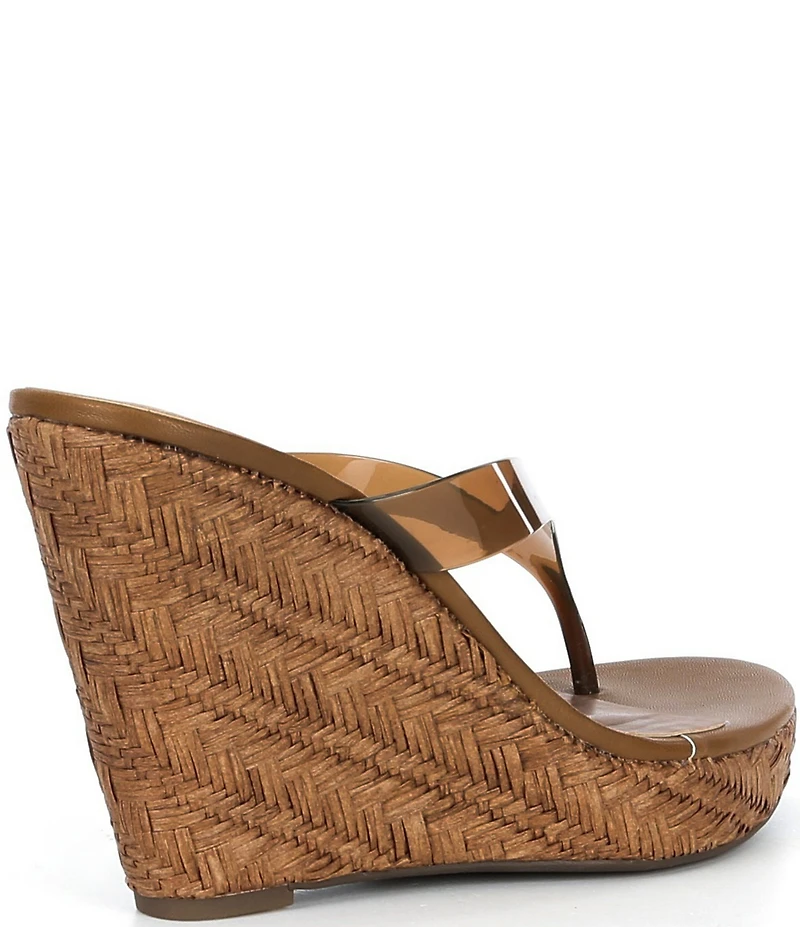 Jessica Simpson Jyseta Clear Thong Raffia Wedge Sandals