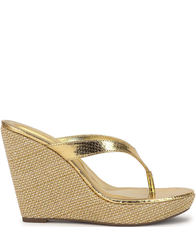 Jessica Simpson Jyseta Snake Embossed Thong Wedge Sandals