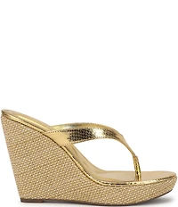 Jessica Simpson Jyseta Snake Embossed Thong Wedge Sandals