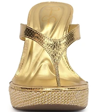 Jessica Simpson Jyseta Snake Embossed Thong Wedge Sandals