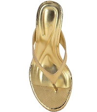 Jessica Simpson Jyseta Snake Embossed Thong Wedge Sandals