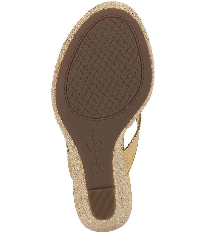 Jessica Simpson Jyseta Snake Embossed Thong Wedge Sandals