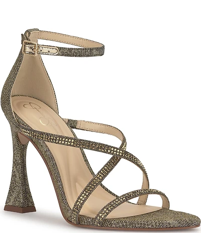 Jessica Simpson Kaliye Glitter Strappy Rhinestone Embellished Dress Sandals