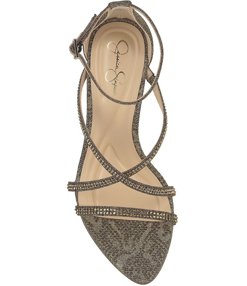 Jessica Simpson Kaliye Glitter Strappy Rhinestone Embellished Dress Sandals