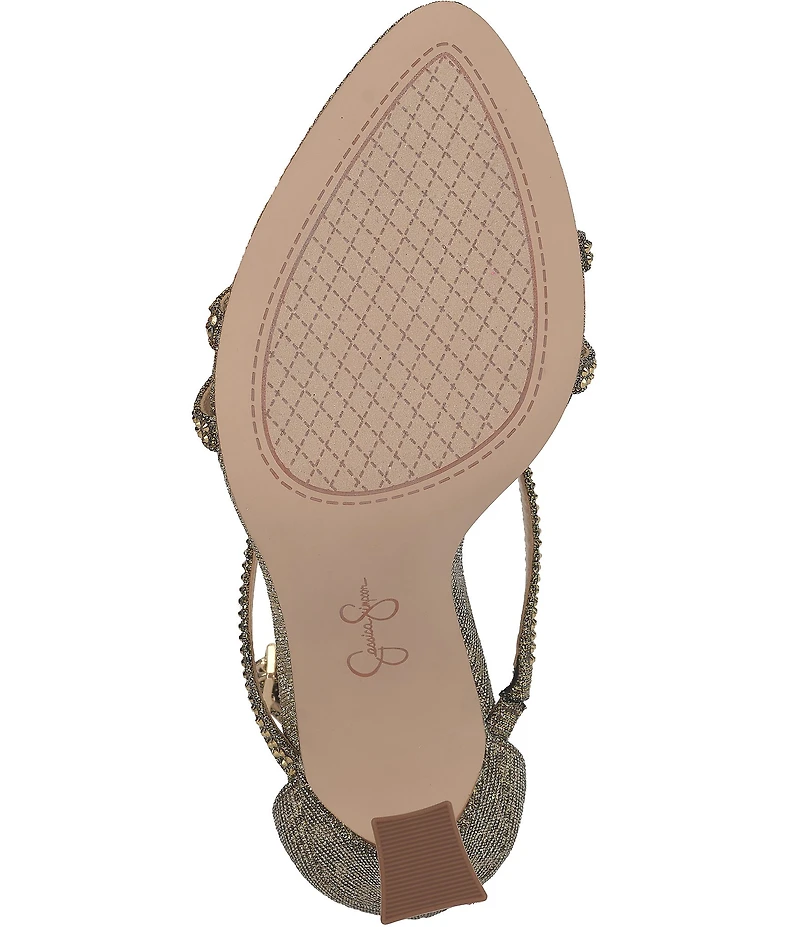 Jessica Simpson Kaliye Glitter Strappy Rhinestone Embellished Dress Sandals