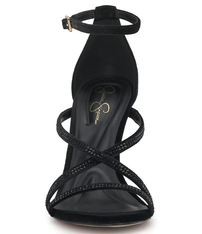 Jessica Simpson Kaliye Velvet Strappy Rhinestone Embellished Dress Sandals