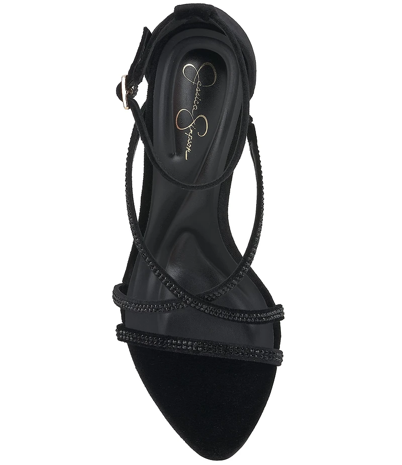 Jessica Simpson Kaliye Velvet Strappy Rhinestone Embellished Dress Sandals