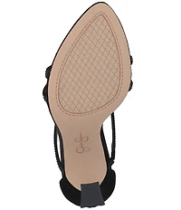 Jessica Simpson Kaliye Velvet Strappy Rhinestone Embellished Dress Sandals