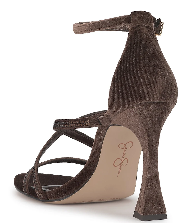 Jessica Simpson Kaliye Velvet Strappy Rhinestone Embellished Dress Sandals