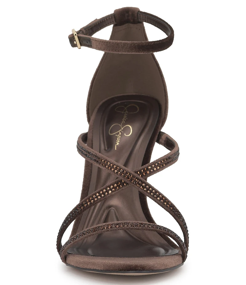 Jessica Simpson Kaliye Velvet Strappy Rhinestone Embellished Dress Sandals
