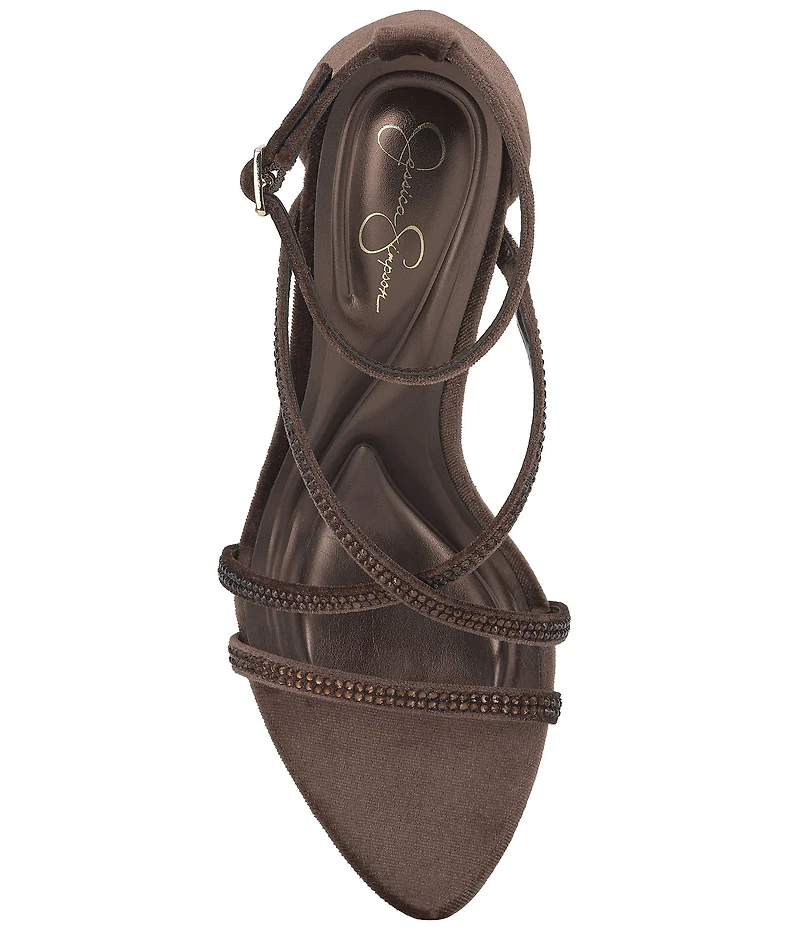 Jessica Simpson Kaliye Velvet Strappy Rhinestone Embellished Dress Sandals