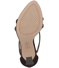 Jessica Simpson Kaliye Velvet Strappy Rhinestone Embellished Dress Sandals
