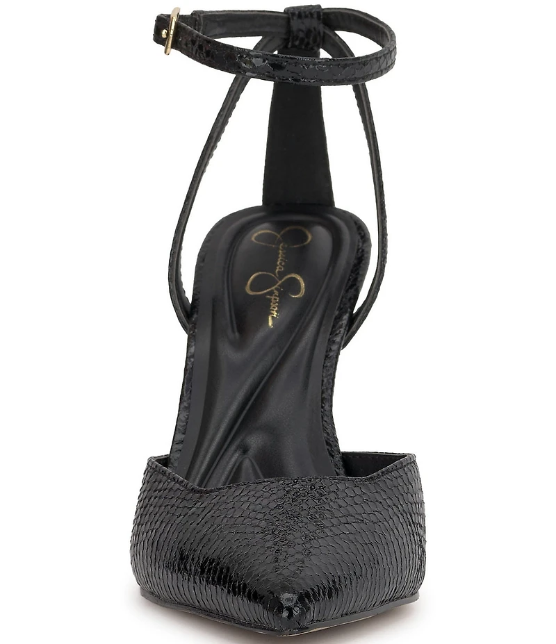 Jessica Simpson Kalynia Embossed Ankle Strap Pumps