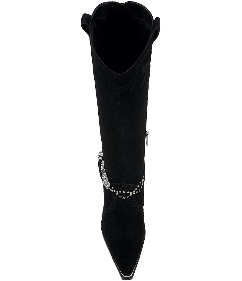 Jessica Simpson Kenzin Suede Western Embellished Buckle Tall Boots