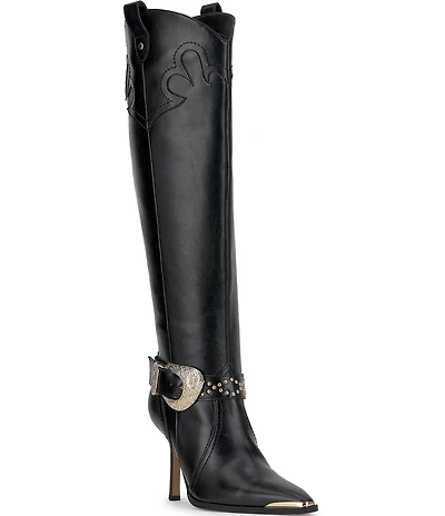 Jessica Simpson Kenzin Western Embellished Buckle Tall Boots