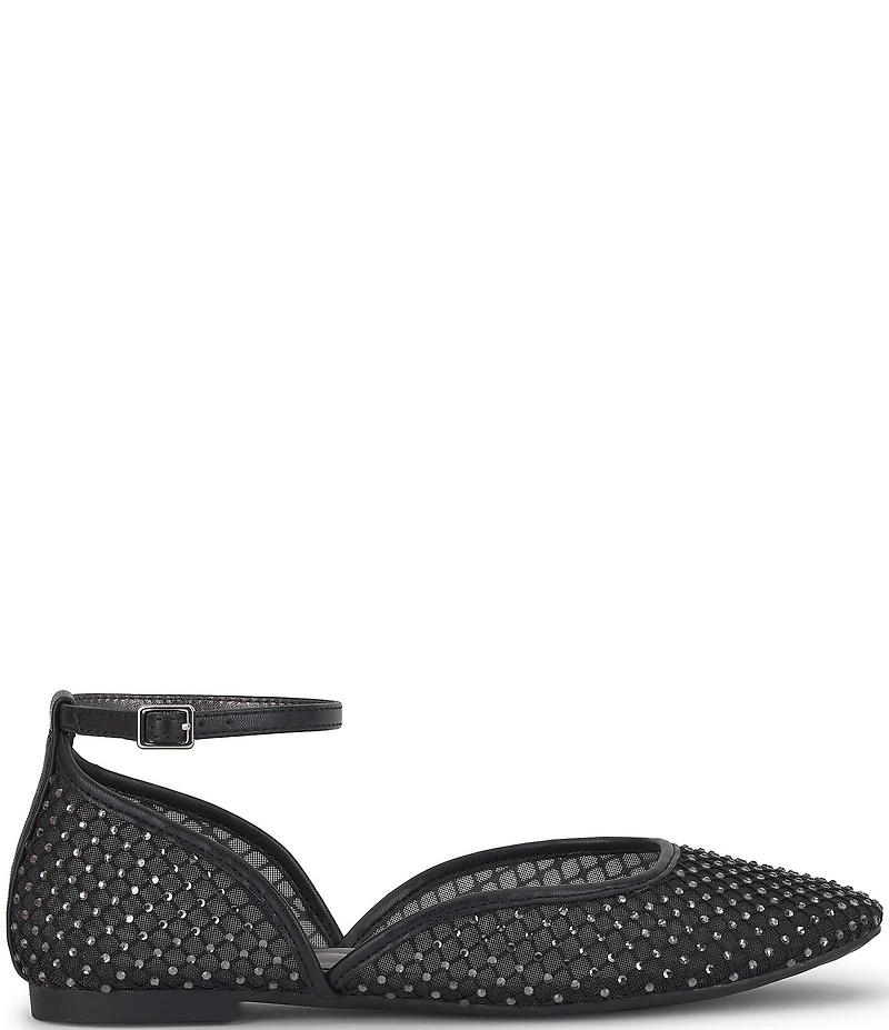 Jessica Simpson Laelli Rhinestone Embellished Ankle Strap Ballet Flats