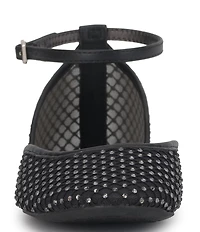 Jessica Simpson Laelli Rhinestone Embellished Ankle Strap Ballet Flats
