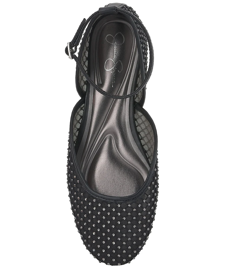 Jessica Simpson Laelli Rhinestone Embellished Ankle Strap Ballet Flats