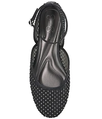 Jessica Simpson Laelli Rhinestone Embellished Ankle Strap Ballet Flats