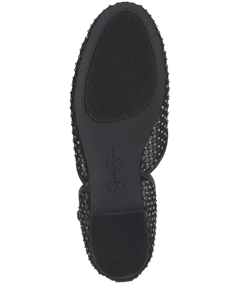 Jessica Simpson Laelli Rhinestone Embellished Ankle Strap Ballet Flats