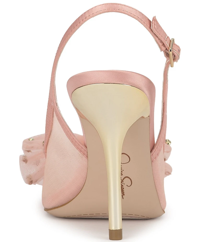 Jessica Simpson Lavilra Mesh Rhinestone Bow Slingback Pumps