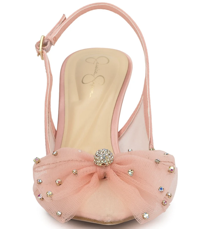 Jessica Simpson Lavilra Mesh Rhinestone Bow Slingback Pumps