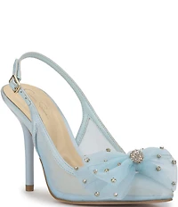Jessica Simpson Lavilra Mesh Rhinestone Bow Slingback Pumps
