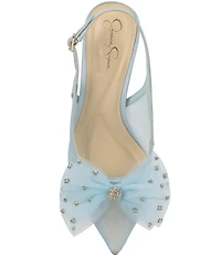 Jessica Simpson Lavilra Mesh Rhinestone Bow Slingback Pumps