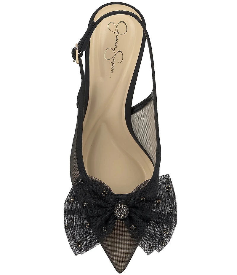 Jessica Simpson Lavilra Mesh Rhinestone Bow Slingback Pumps