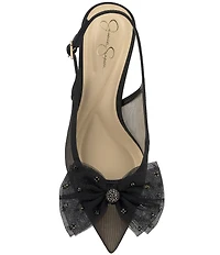 Jessica Simpson Lavilra Mesh Rhinestone Bow Slingback Pumps