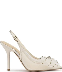 Jessica Simpson Lavilra Mesh Rhinestone Bow Slingback Pumps