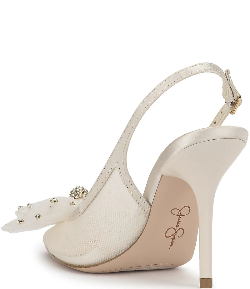 Jessica Simpson Lavilra Mesh Rhinestone Bow Slingback Pumps