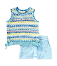 Jessica Simpson Little Girls Top & Flower Crochet Shorts Set