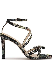 Jessica Simpson Loelva Floral Print Pearl Studded Strap Bow Dress Sandals