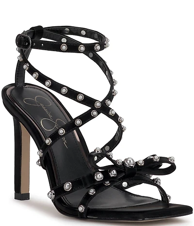 Jessica Simpson Loelva Pearl Studded Strap Bow Dress Sandals