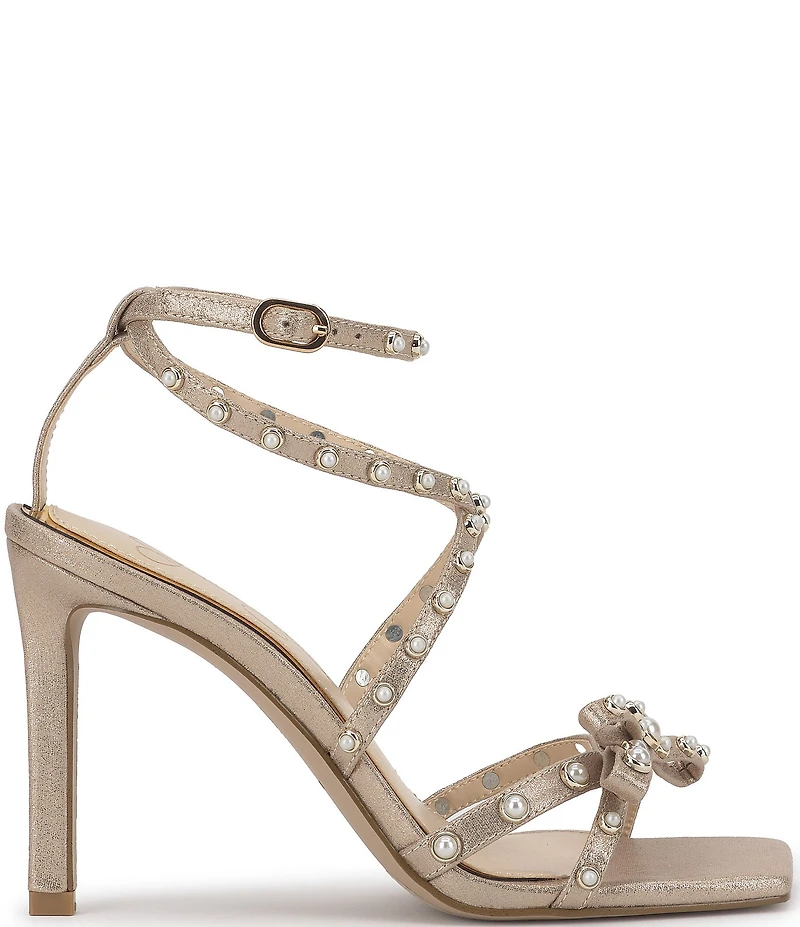 Jessica Simpson Loelva Shimmer Pearl Studded Strap Bow Dress Sandals