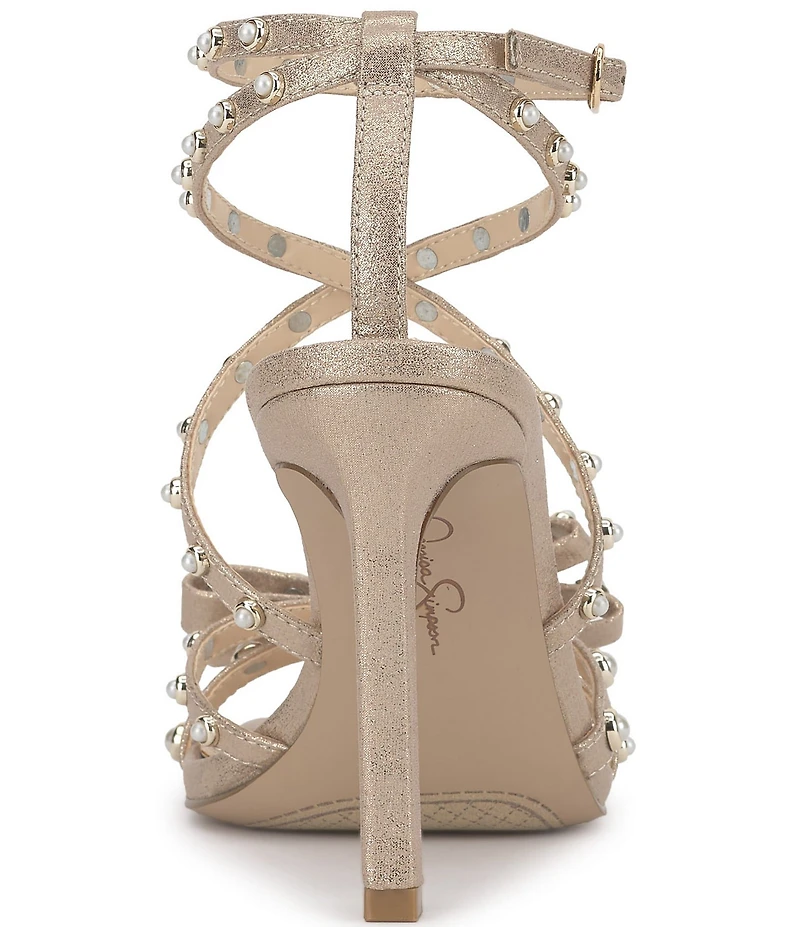 Jessica Simpson Loelva Shimmer Pearl Studded Strap Bow Dress Sandals