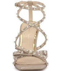 Jessica Simpson Loelva Shimmer Pearl Studded Strap Bow Dress Sandals