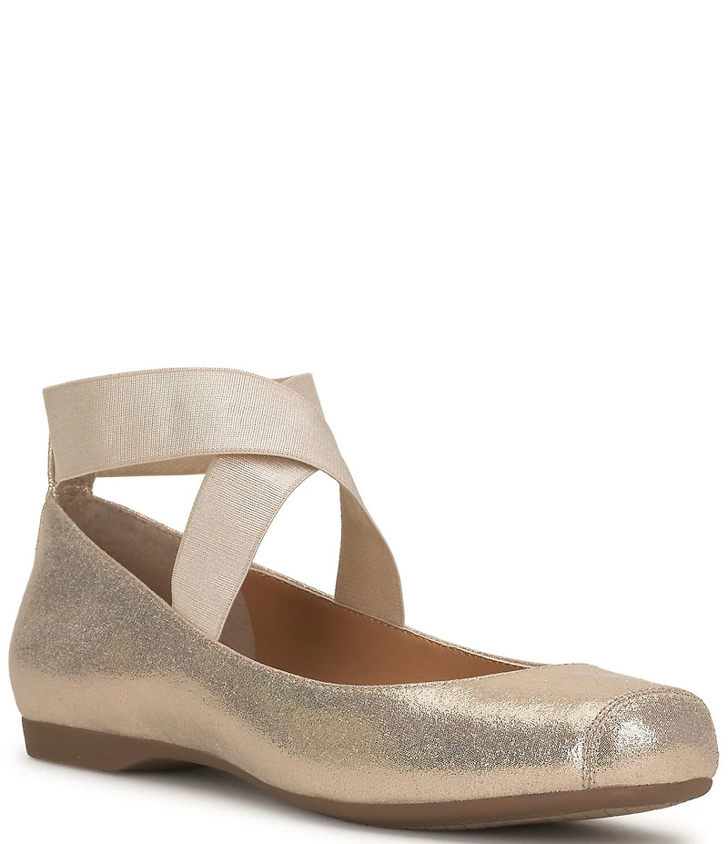 Jessica Simpson Mandalaye Metallic Square-Toe Ballet Flats