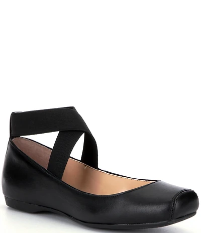 Jessica Simpson Mandalaye Leather Square-Toe Ballet Flats