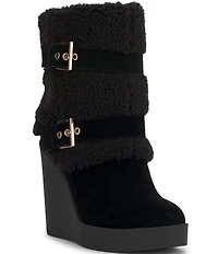 Jessica Simpson Meztyn Suede Shearling Wedge Booties