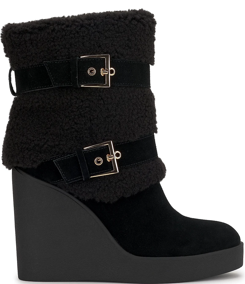 Jessica Simpson Meztyn Suede Shearling Wedge Booties