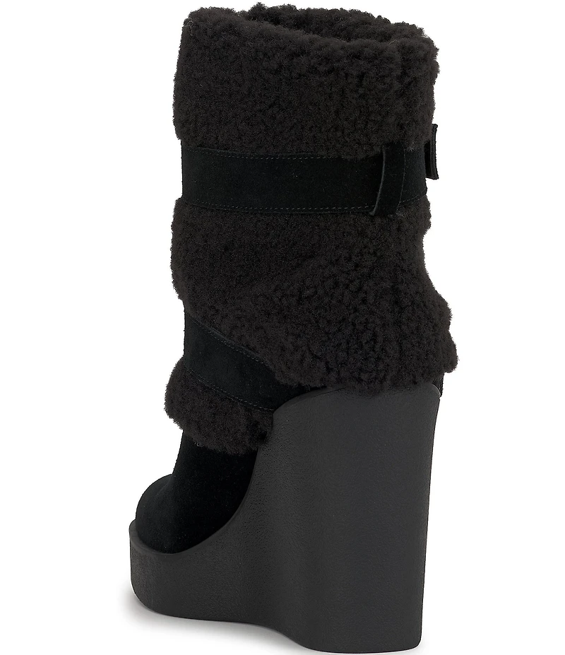 Jessica Simpson Meztyn Suede Shearling Wedge Booties
