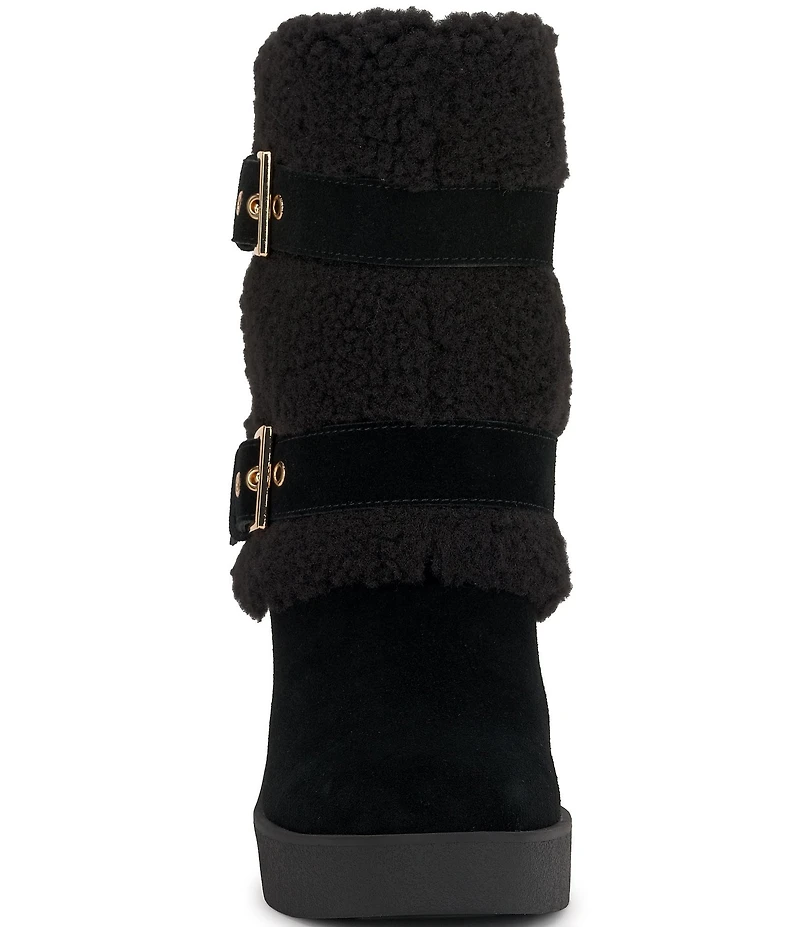 Jessica Simpson Meztyn Suede Shearling Wedge Booties